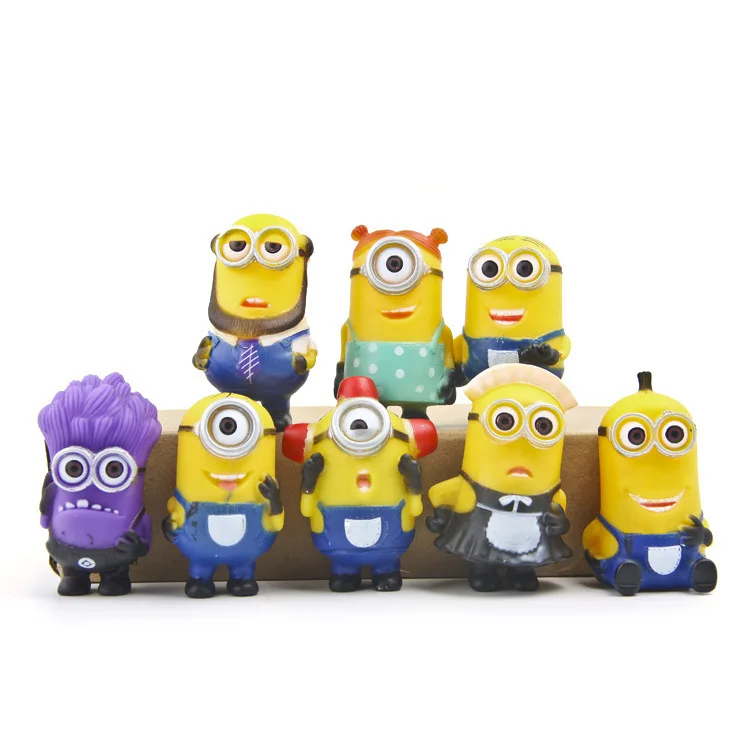 8pcs/lot Minion Miniature Figurines Toys Cute Lovely Model Kids Toys 5.5cm PVC Anime Children Figure