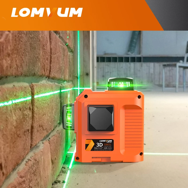 LOMVUM лазерный уровень 3D 12 линий 360 Поворотный зеленый нивелир Красный