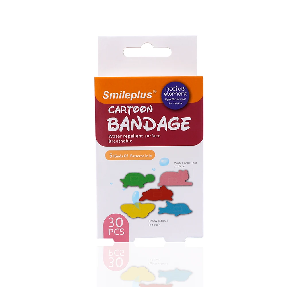 

High Quality 30 Pcs/pack Waterproof Cute Cartoon Animal Shape Children Bandage Wound Emergency Anti-Bacterial Band-Aids