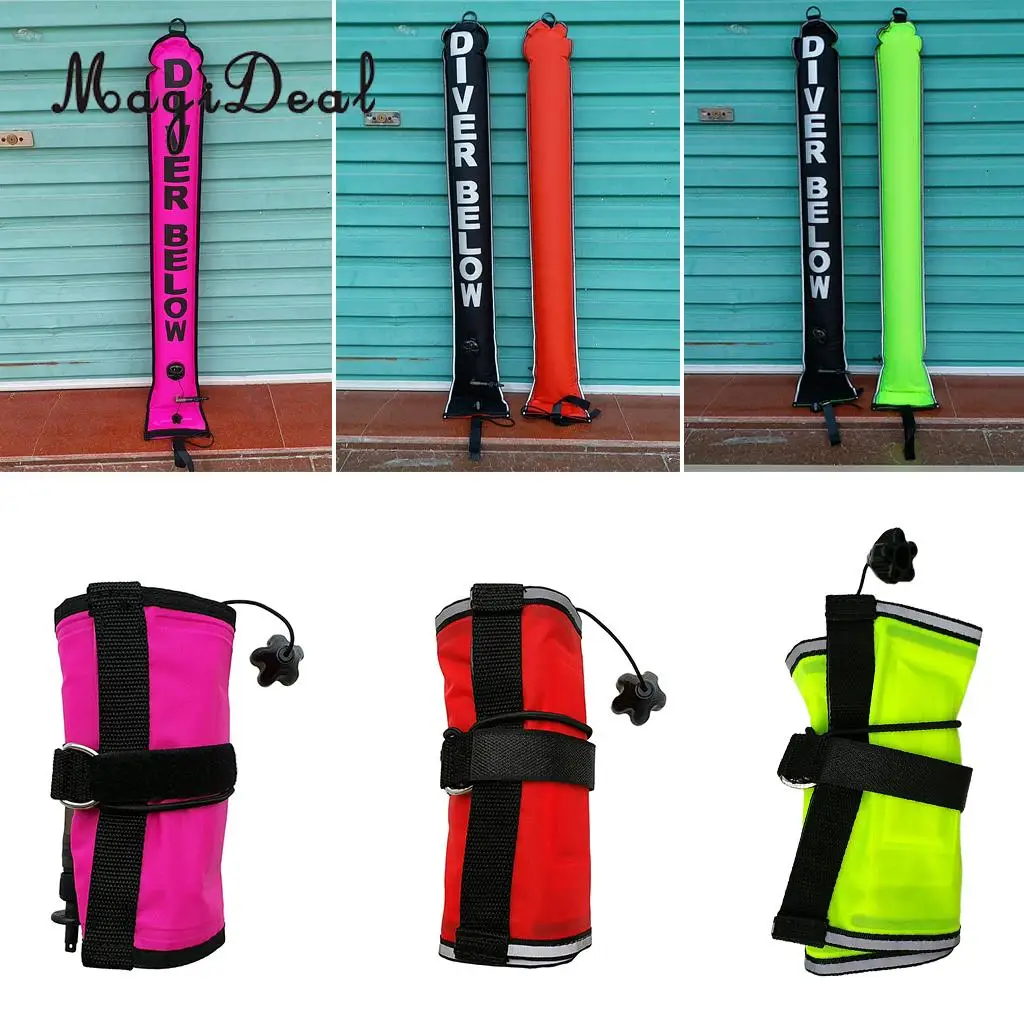 4ft SCUBA Diving Surface Marker Buoy SMB Underwater Safety Signal Buoy Float Inflatable Tube