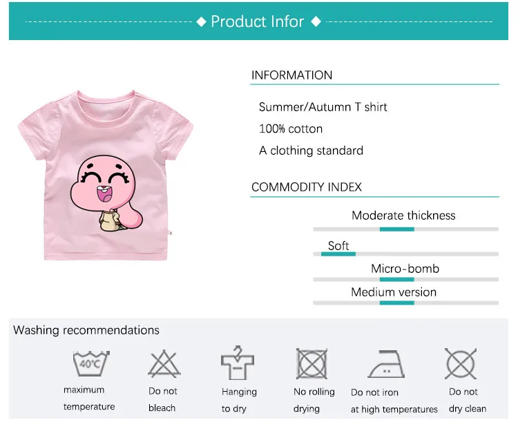 С изображением мультипликационных персонажей для детей удивительный мир жевательной резинки футболка для мальчиков и девочек короткий рукав отличные летние топы, детская повседневная одежда, b202