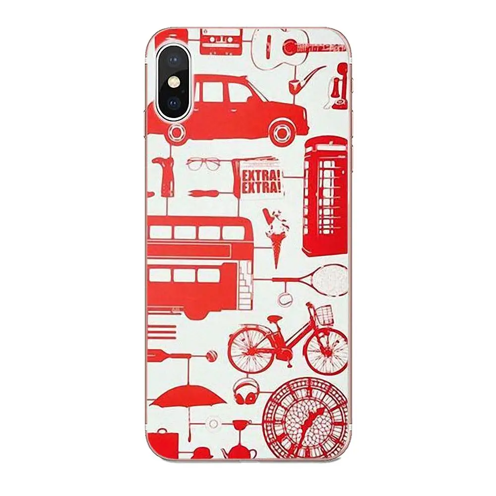 Лондонский автобус Биг Бен для Apple iPhone 4 4S 5 5C 5S SE 6 6S 7 8 Plus X XS Max XR Мягкий Силиконовый