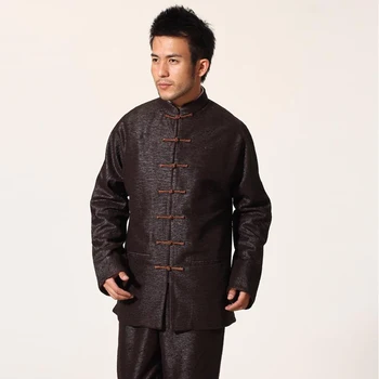 

Brown Chinese Men's Traditional Cotton Coat Kung Fu Jacket Mandarin Collar Overcoat Size M L XL XXL XXXL MN32