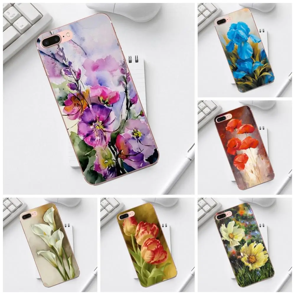 Qdowpz ТПУ чехол Защитный художественный цветок для Galaxy Alpha Core Prime Note 4 5 8 S3 S4 S5 S6 S7 S8 S9