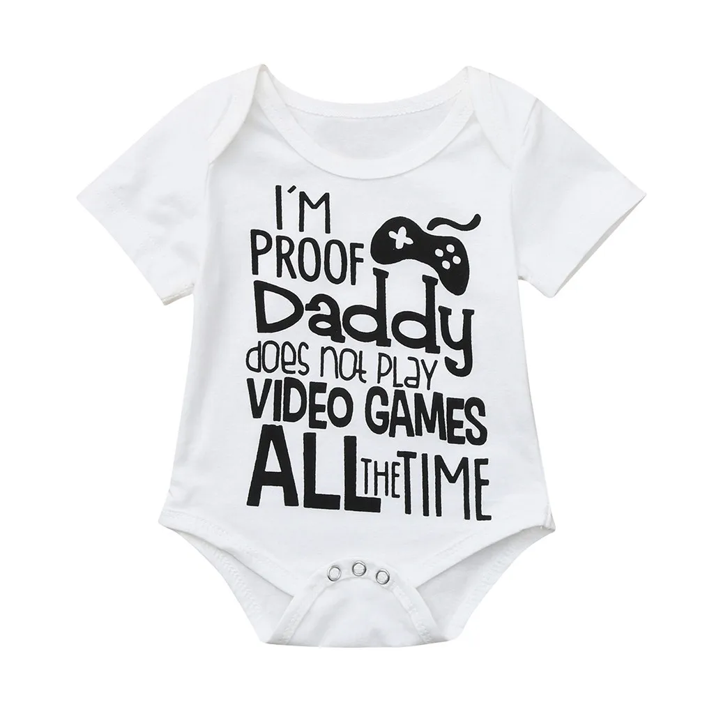 

Baby girl Bodysuits Summer Clothes Boy Kids Cotton Funny letter Cute Kawaii Outfits Short sleeve Daddy gift Climbing Pajama