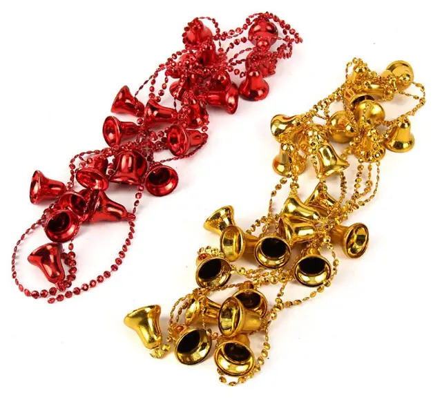 5pcs 2 9m gold silver red jingle bell garland chain for christmas
