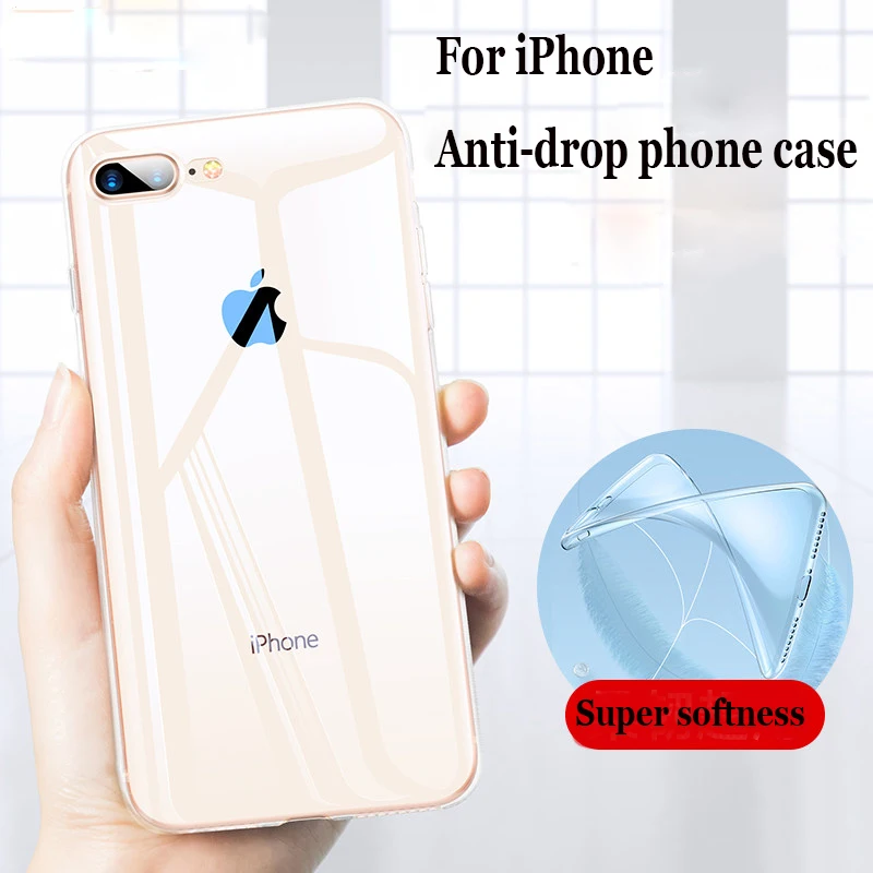 

Transparent Silicone Soft TPU Case For 7 8 6 6s Plus 7 Plus 8 Plus X XS MAX XR Transparent Phone case for iphone 7 6s Plus case