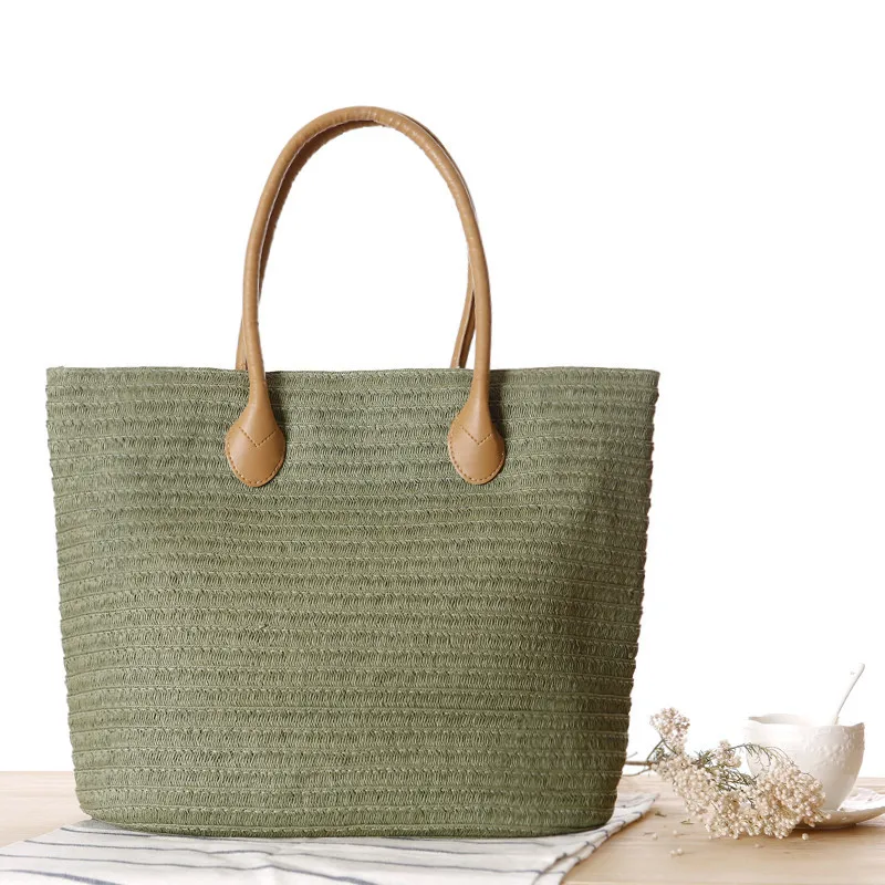 Americano E Dell'esercito Spiaggia Donna Sacchetto Erba Vento champagne Della Verde Semplice Modo Europeo Spalla Da Femminile Tessitura Viaggi Viaggio Borsa Del camel bianco Nuovo Di Eqw6t1x6X