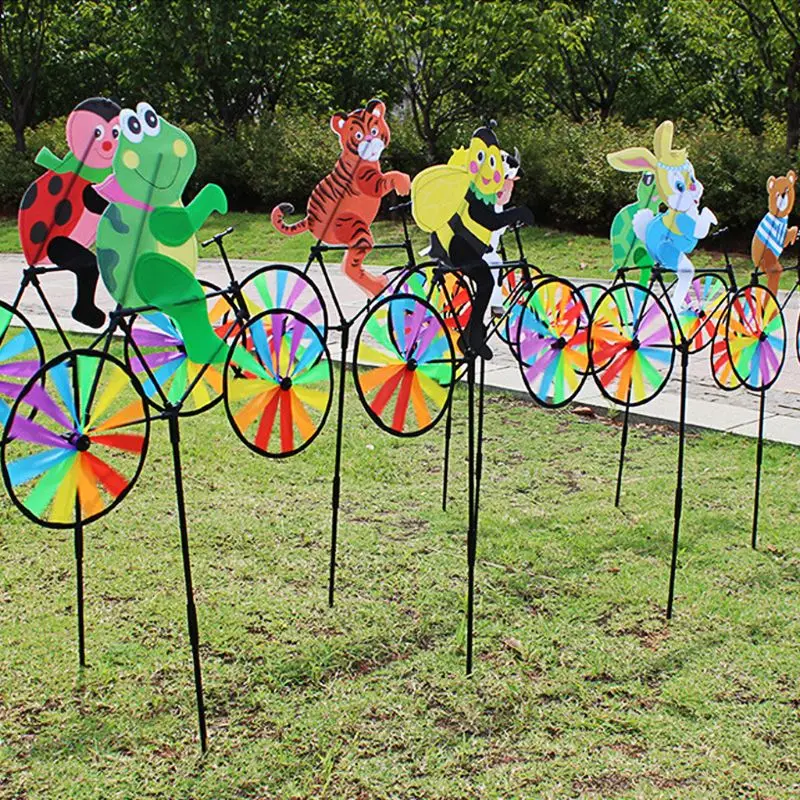 1 шт. прекрасный ручной работы ветер Spinner мультфильм животных езда на велосипеде Сад Двор вечерние Кемпинг ветряная мельница детские развивающие игрушки