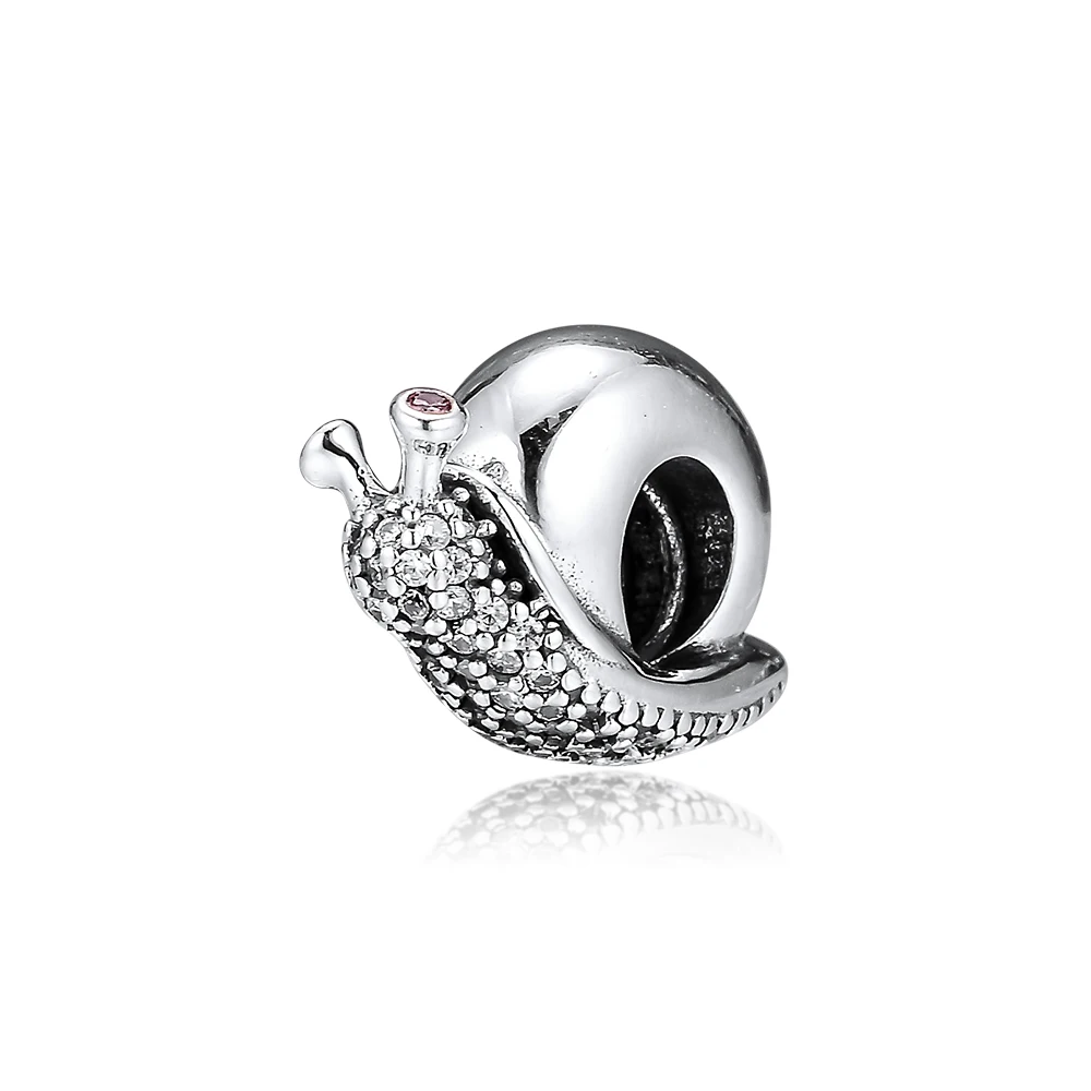 

925 Sterling Silver Sparkling Snail Charm Bead Fit Original Bracelet Beads for Jewelry Making pulseras mujer