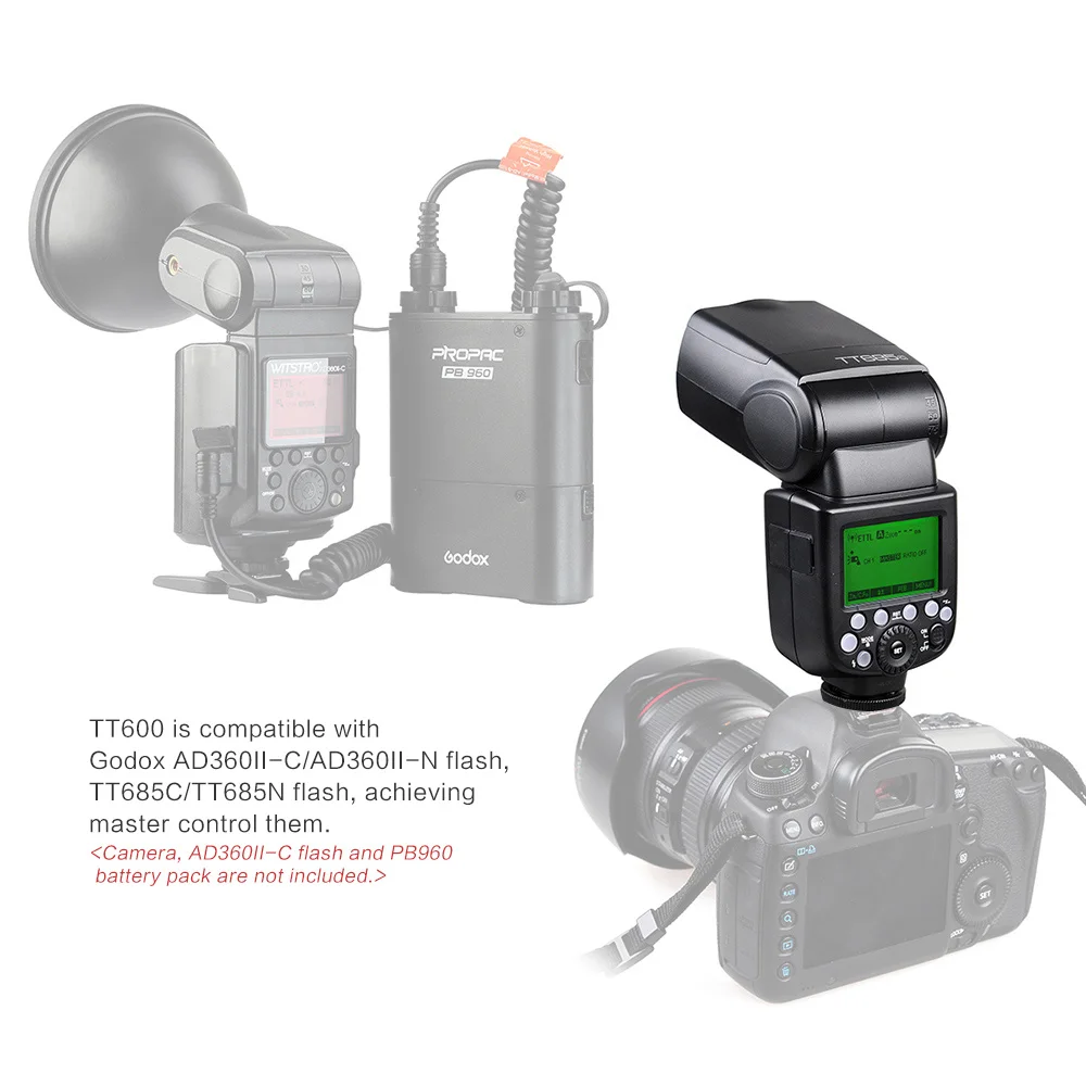 Фотовспышка Godox Thinklite TT600 вспышки speedlite для Canon Nikon Pentax Olympus Fujifilm с встроенный 2.4 г беспроводная система GN60