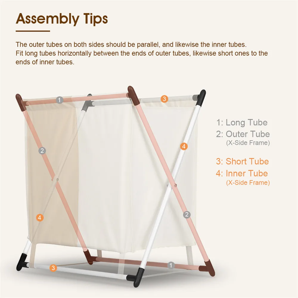 Finether Storage Organization Folding LAUDRY HAMPER X-Frame Laundry Sorter Hamper Stand 2-Compartment Detachable Bag for Clothes12