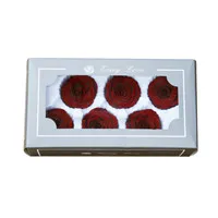 6 шт., высокое качество, консервированные цветы, цветок, бесморская Роза, диаметр 5-6 см, подарок на день матери, вечная жизнь, цветок, материал, подарочная коробка - Цвет: Red wine
