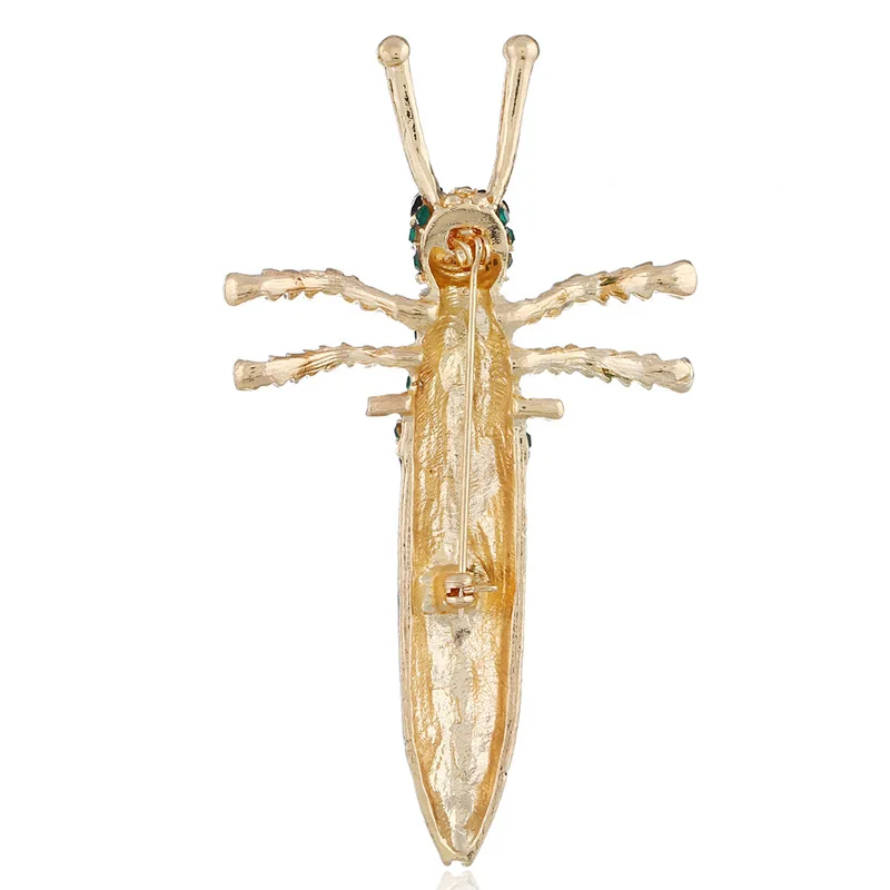 Cartoon Green Enamel Insect Brooches Men Grasshopper animal brooches For Women Lady Classical Fashion  Sweater Decoration Pins