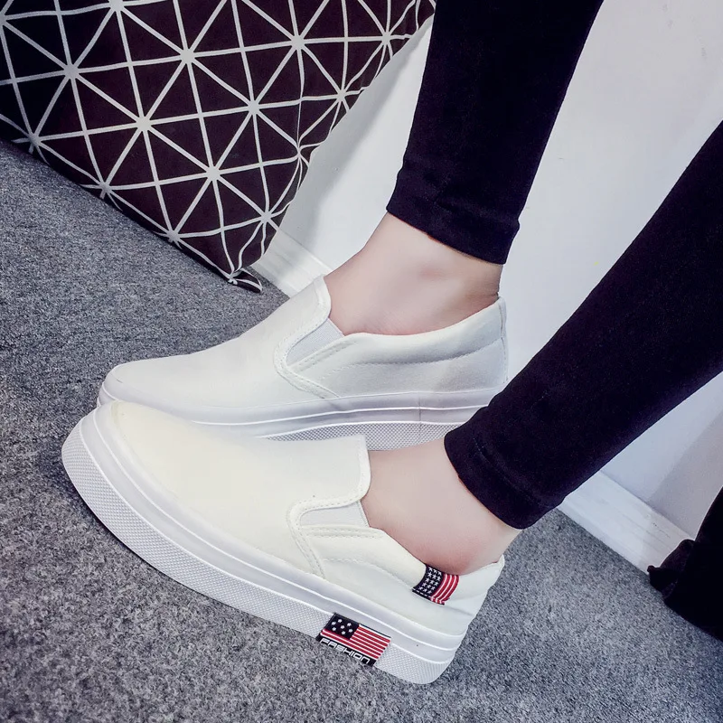 

2019 Spring Autumn Women Low Flat Canvas Shoes Solid Board Shoes Female Lazy Casual Loafers