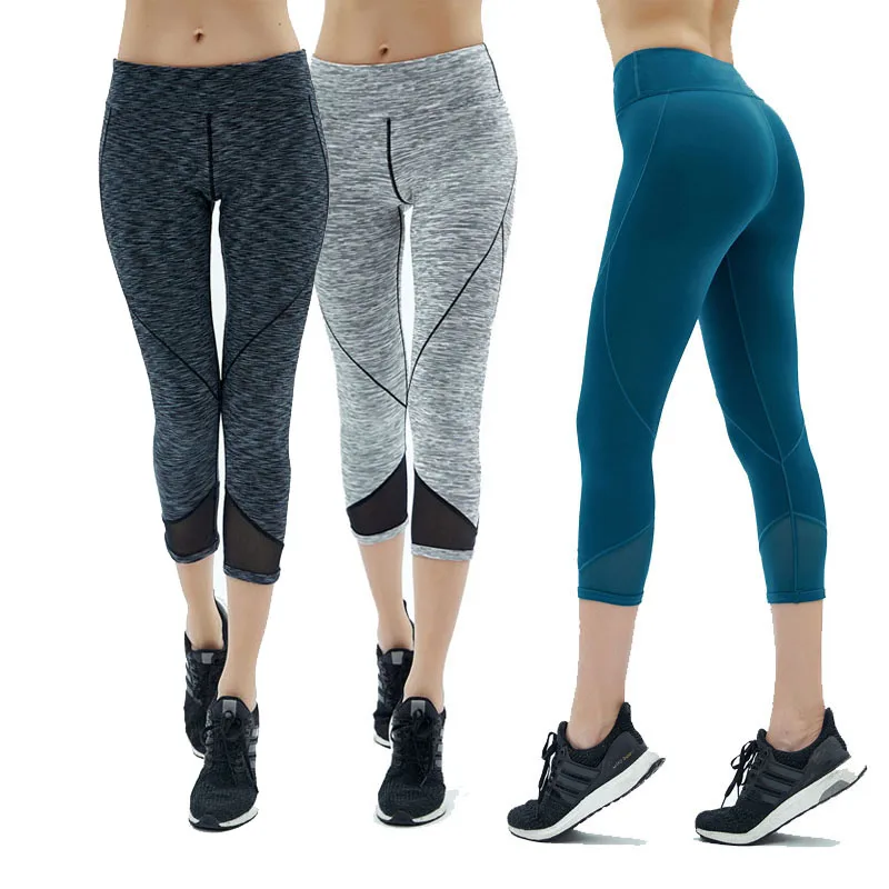 Plus Size Calf length Pants Sport leggings Women Fitness Yoga Gym High