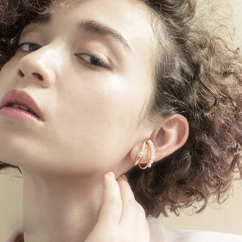 

Geometric Pearl Ear Bone Clip No Ear Holes Female Cold Wind Advanced Sense Retro Simple Personality Cochlear Clip Ear