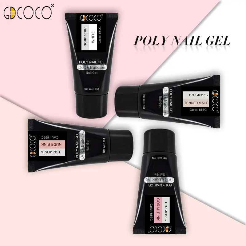 GDCOCO 45g Jelly Poly Builder Gel Nail Art Manicure Clear Pink Natural Camouflage Hard Jelly Builder French Nails Extend Gel