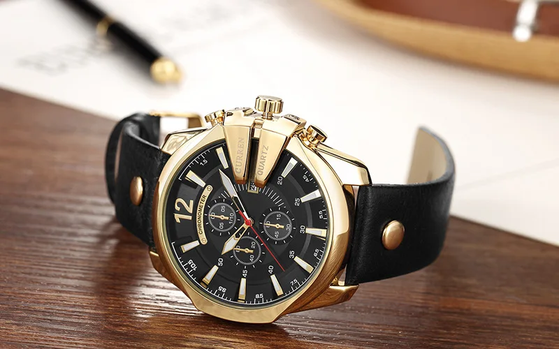 CURREN 8176 мужские спортивные часы Топ люксовый бренд золотые кварцевые военные наручные часы Мужские часы Relogio Masculino