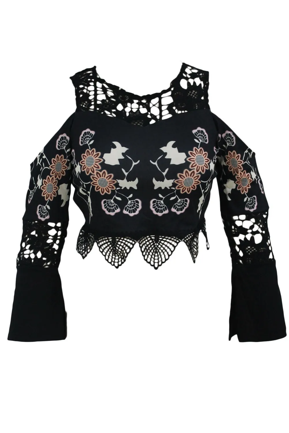 Black-Crochet-Cold-Shoulder-Bell-Sleeve-Crop-Top-LC25910-2-2