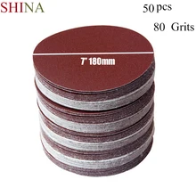 SHINA 50 шт. 7 дюймов 180 мм круглый наждачный диск песочные листы зернистость 80 крюк и петля шлифовальный диск для шлифовальной крупы