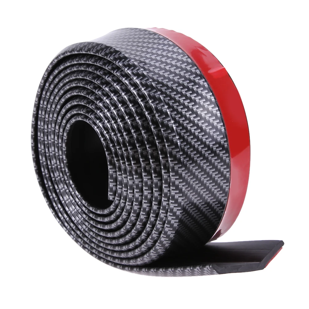 VODOOL 60mm Width 2.5m length Soft Carbon Fiber Car Rubber Bumper Strip