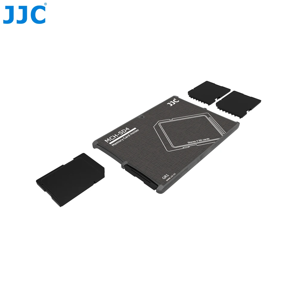 JJC MCH-SD4GR Memory Card Holders Storage 4 x SD Cards(Grey