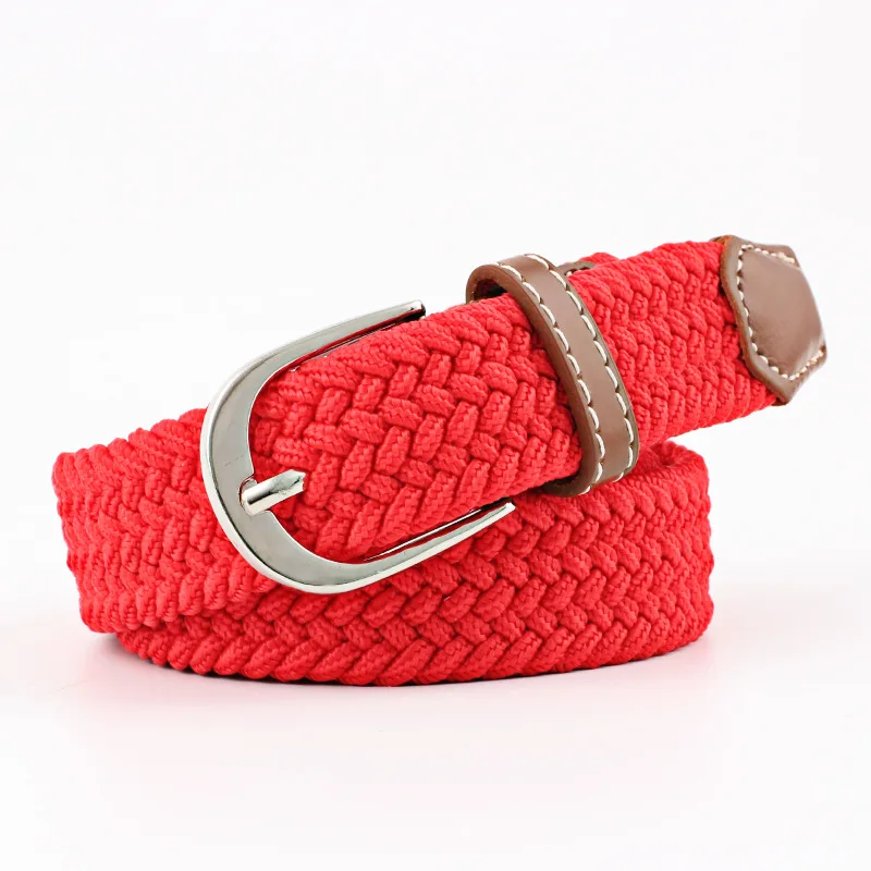 

Braided Belt Woman Canvas Metal Buckle for Jeans 100cm Female Pink Red Yellow Blue Black Brown Gray Belts 2019 Weave Waistband
