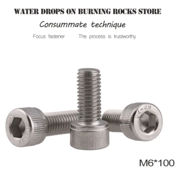 

DIN912 Free shipping 10pcs/lot 304 Stainless Steel M6*100 Hex Socket Screw Allen Hexagon Head Cup Bolts Metric Thread