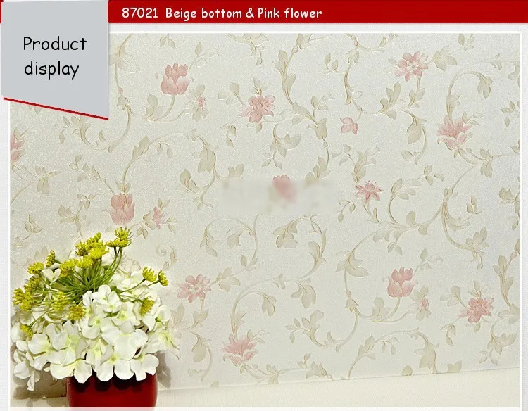 

PVC Romantic Country Modern Flower Design Floral Wallpaper Embossed Wall Paper Roll For Bedroom Decor Pink Purple