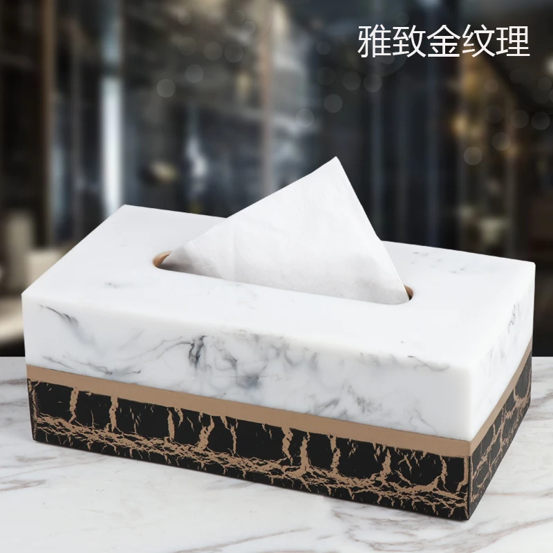 

Nordic Creative Resin Tissue Box Modern Home Living Room Marble Texture Paper Towel Storage Box Home Decoration