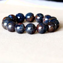 AAA высококачественный натуральный Золотой синий питерзит, растягивающийся мужской браслет с большими бусинами 15 мм