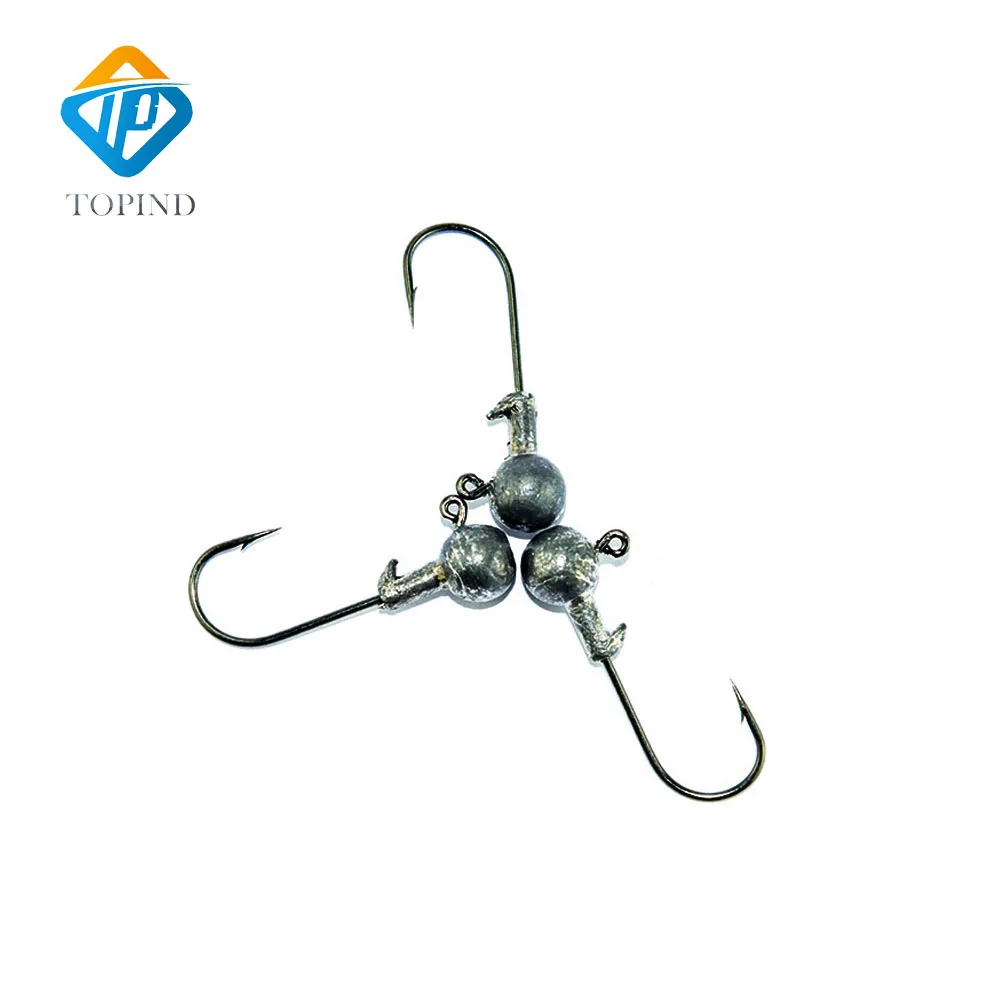 three jig head fishing hooks