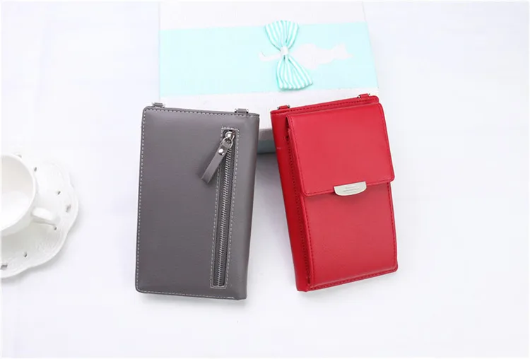 FengDong мини crossbody телефон сумка с плечевым ремнем женский кожаный кошелек женский длинный кошелек для кредитных карт подарки девочек