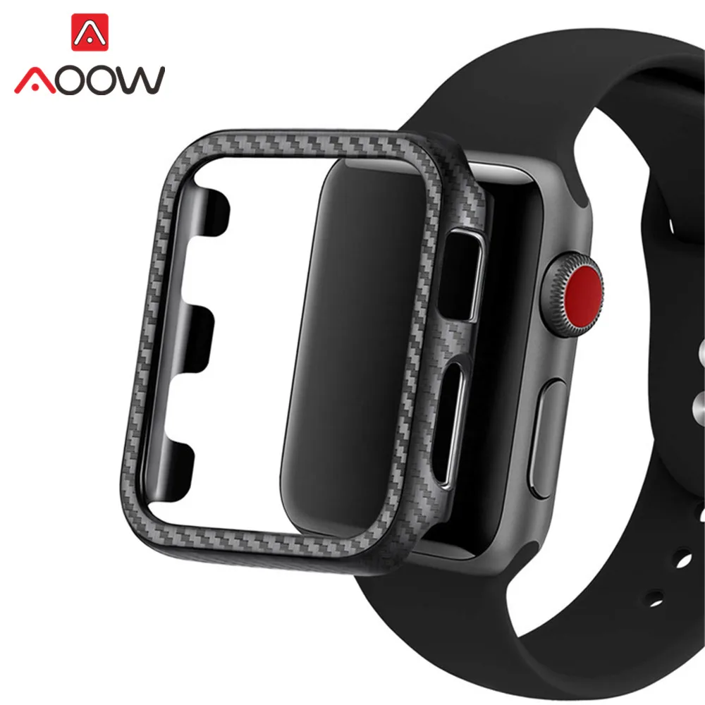 

Carbon Fiber Protective Case for Apple Watch 38mm 40mm 42mm 44mm PC Frame Full Protection Cover Bumper Band for iwatch 1 2 3 4