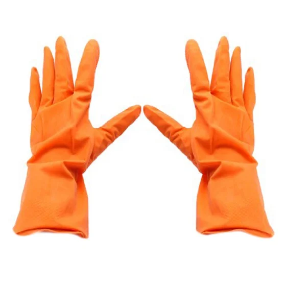 Orange Rubber Dish Clothes Washing Cleaning Gloves Pairin Safety Gloves from Security