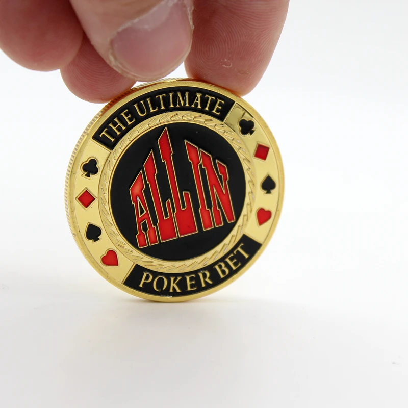 

One piece All In Poker Cards Guard Protector,Metal Token Coin with Plastic Cover Metal Chip Poker Stars Gold Color