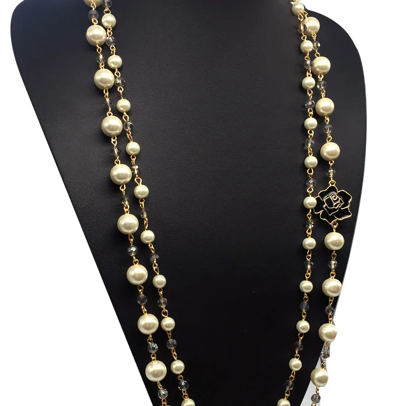 Бренд cnaniya, длинное Двухслойное ожерелье с искусственным жемчугом для женщин, ювелирное изделие, колье для женщин/Воротничок/бижутерия