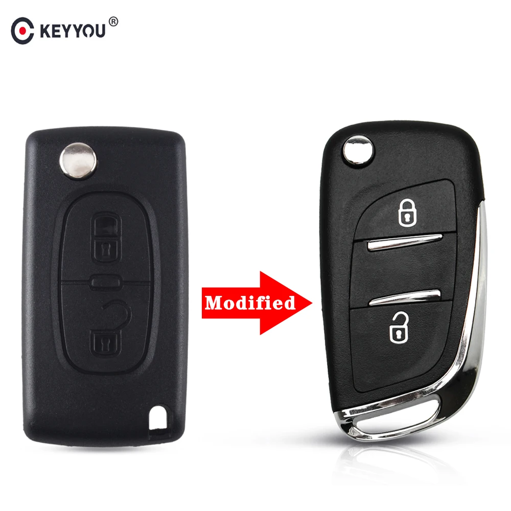 KEYYOU 2/3 Button Filp Modified Remote Car Key Case shell CE0523 for Peugeot 207 307 308 407 607 807 For Citroen C2 C3 C4 C5 C6 |