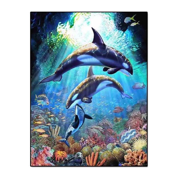 

Diamond Painting landscape Animal bottom dolphins Cross Stitch DIY diamond Embroidery rhinestones Christmas gift