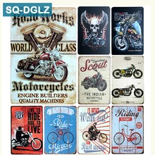 [SQ-DGLZ] motocicletas/viaje cartel de Metal Vintage placas de Metal café Pub Club Casa decoración de la pared estaño signos Retro placa