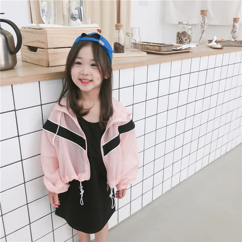 

2019 Summer New Arrival korean style cotton vest dress with matching colors sunscreen hooded coat fashion suit for baby girls