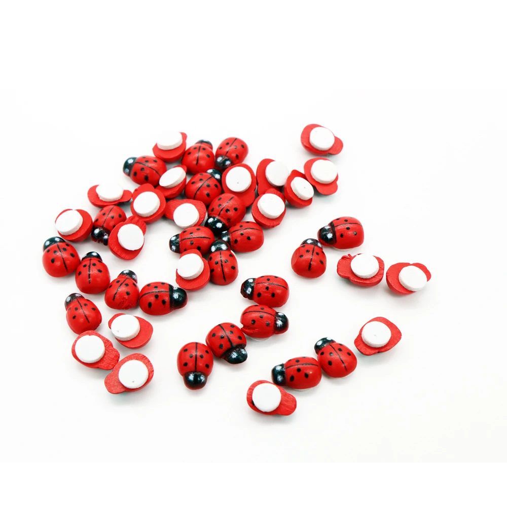 20-200pcs DIY Wooden Mini Ladybird Ladybug Sticker Kids Painted Adhesive Craft 20-200pcs DIY Wooden Mini Ladybird Ladybug Sticker Kids Painted Adhesive Craft