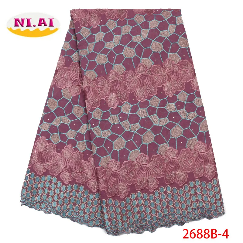 Nigerian Cotton Lace Fabric High Quality Swiss Lace In Switzerland African Fabric Lace With Stones Lace Material XY2688B-1