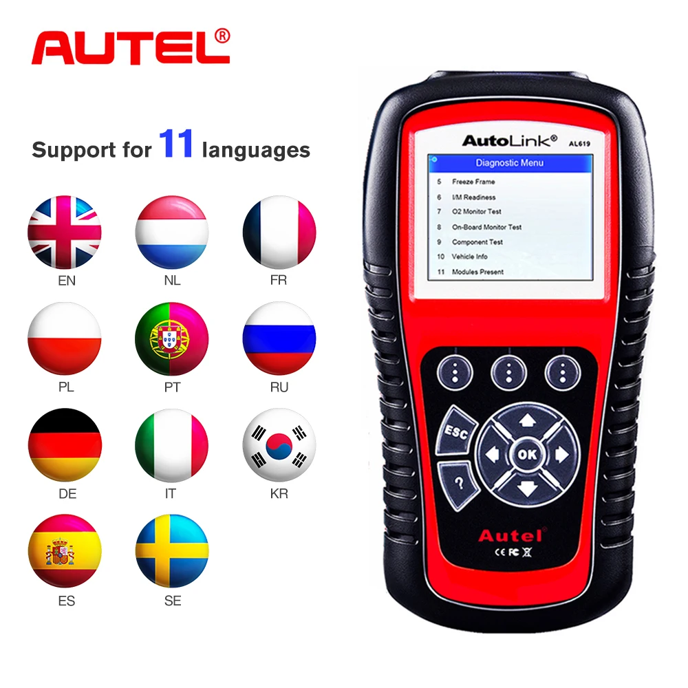 Autel AL619 OBD2 Scanner Car Diagnostic Tool Code Reader Engine,ABS,SRS Auto AL619 Diagnostic Tool Automotive Scanner Autel AL619 OBD2 Scanner Car Diagnostic Tool Code Reader Engine,ABS,SRS Auto AL619 Diagnostic Tool Automotive Scanner