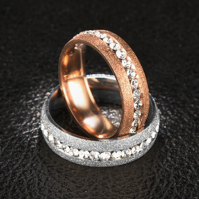 Silver Rose Gold Wedding Rings for Women Men Couple Promise Band Stainless Steel Anniversary Engagement Jewelry Alliance Bijoux