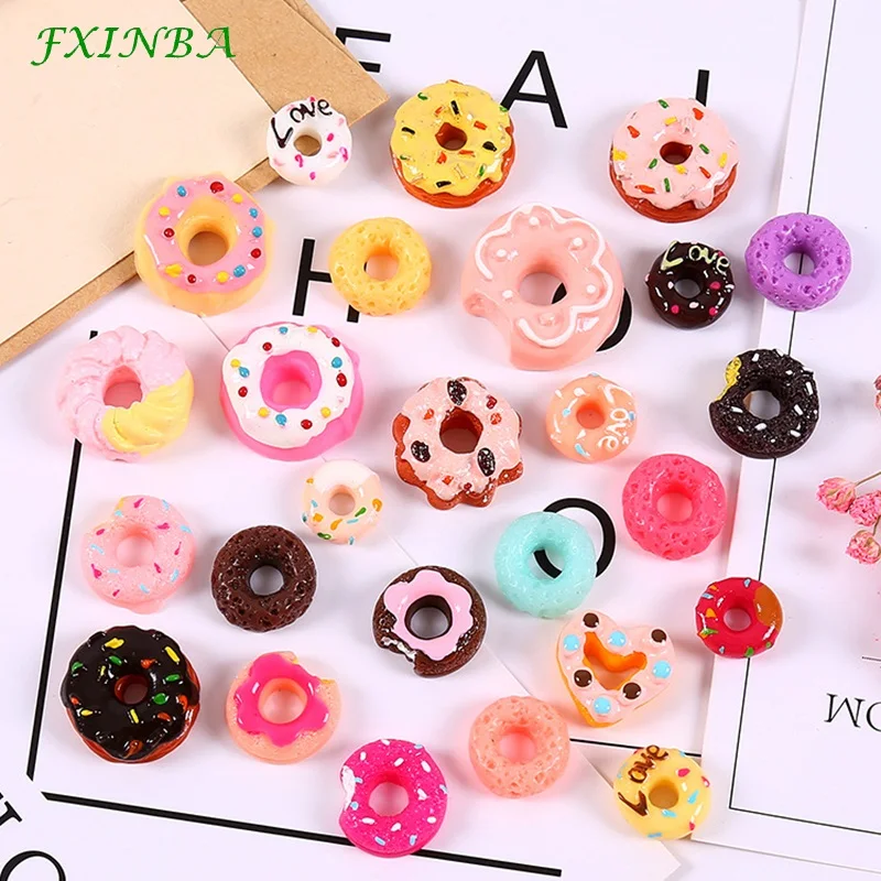 

FXINBA 1/3/5/10pcs Donut Charms For Slime Filler DIY Ornament Phone Decoration Resin Charms Lizun Mud Clay Slime Supplies Toys