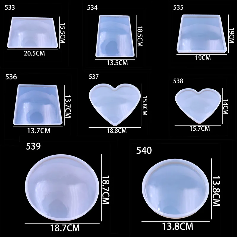 QIAOQIAO-Molde de silicona para superficie de espejo completo, plato de arcilla de pegamento, grande, redondo, translúcido, para hornear en la cocina