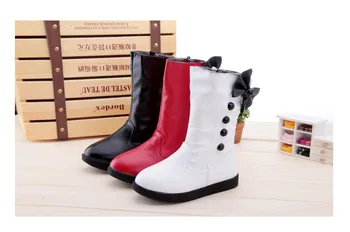 

Autumn and winter children plus velvet high boots girls warm bow boots single boots girls long tube snow cotton boots shoes