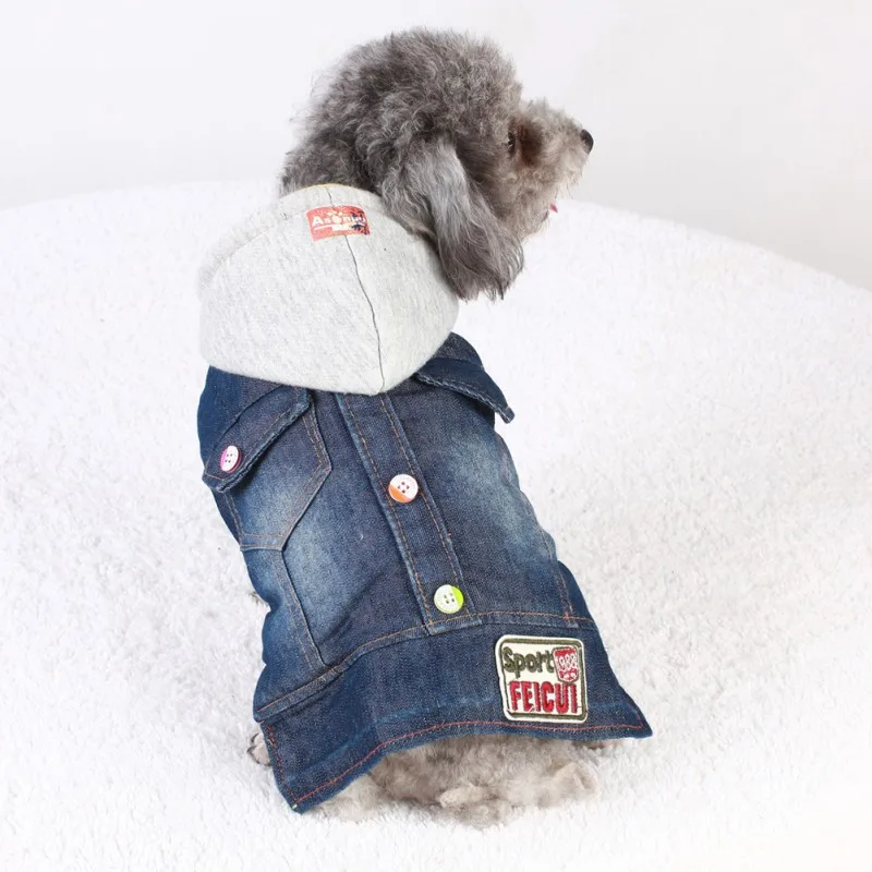 

Soft Dog Jacket Autumn Winter Casual Dog Hoodies Apparel Jean Vest for Puppies Cat Personalized Teddy Chihuahua